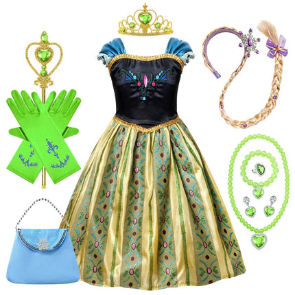 Princess Dress Halloween Costume with Puff Sleeves & Accessories Set | Festive Outfit for Kids' Costume Parties