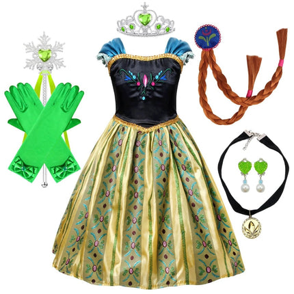 Princess Dress Halloween Costume with Puff Sleeves & Accessories Set | Festive Outfit for Kids' Costume Parties