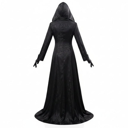 Gothic Vampire Costume with Elegant Hooded Dress | Complete Set for Halloween and Cosplay Events