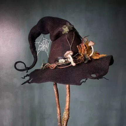 Witch Hat Costume Accessory with Floral Design | Adjustable Lightweight Hat for Halloween Celebrations