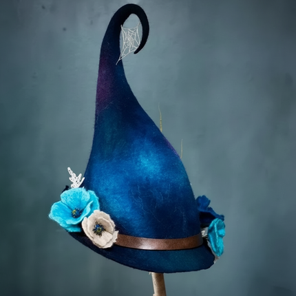 Witch Hat Costume Accessory with Floral Design | Adjustable Lightweight Hat for Halloween Celebrations