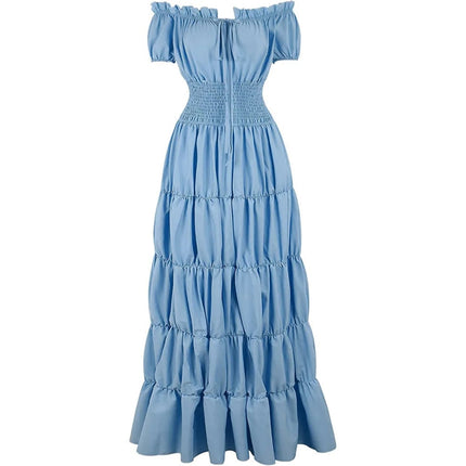Womens Boho Maxi Dress with Off Shoulder Design | Elegant A-Line Summer Outfit for Garden Parties and Vacations