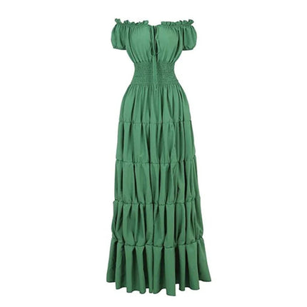 Womens Boho Maxi Dress with Off Shoulder Design | Elegant A-Line Summer Outfit for Garden Parties and Vacations