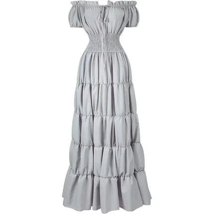 Womens Boho Maxi Dress with Off Shoulder Design | Elegant A-Line Summer Outfit for Garden Parties and Vacations