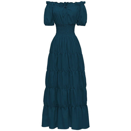 Womens Boho Maxi Dress with Off Shoulder Design | Elegant A-Line Summer Outfit for Garden Parties and Vacations