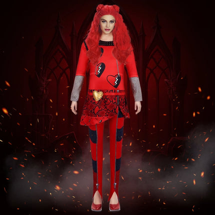 Women's Halloween Costume Long Sleeve Dress in Red | Versatile Cosplay Outfit for Parties and Events