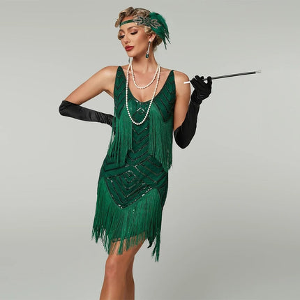 Flapper Fringe Dress for Women with Eye-Catching Movement | Retro Halloween Costume for Parties and Celebrations