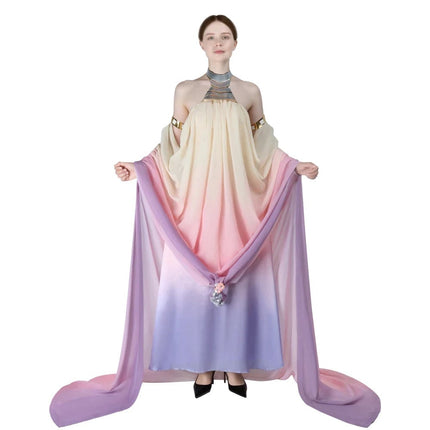 Womens Galaxy Princess Costume Dress with Flowing Design | Elegant Halloween Outfit for Cosplay and Themed Events