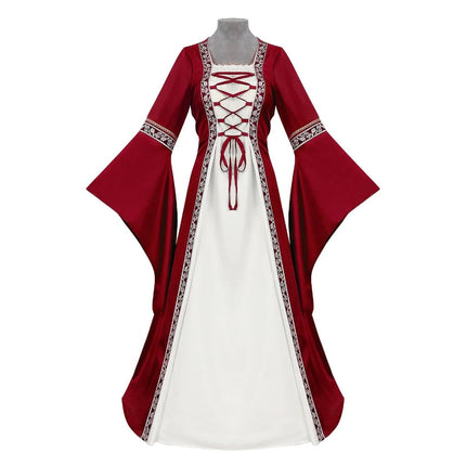 Womens Medieval Dress Costume with Lace-Up Detail | Elegant Renaissance Outfit for Halloween and Role Play