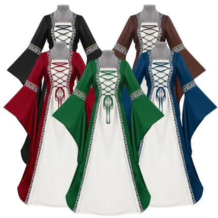 Womens Medieval Dress Costume with Lace-Up Detail | Elegant Renaissance Outfit for Halloween and Role Play