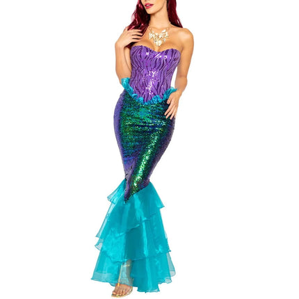 Womens Mermaid Dress Costume with Shimmering Fishtail Design | Elegant Fantasy Look for Halloween and Themed Events