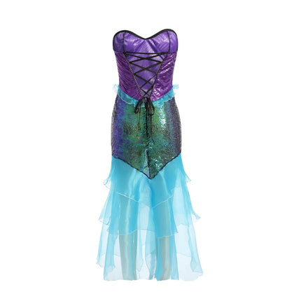Womens Mermaid Dress Costume with Shimmering Fishtail Design | Elegant Fantasy Look for Halloween and Themed Events