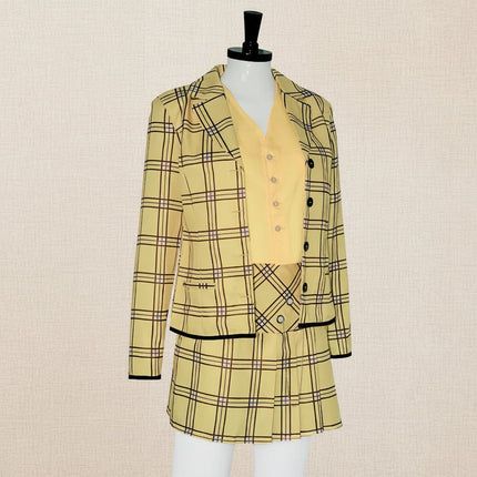 Womens Plaid Blazer Skirt Costume Set for Halloween Parties | Stylish Outfit for Themed Events and Role Play
