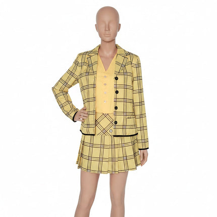 Womens Plaid Blazer Skirt Costume Set for Halloween Parties | Stylish Outfit for Themed Events and Role Play