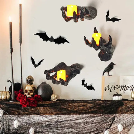 3D Halloween Wall Decoration with Gothic Hand Design | Eerie Accent for Spooky Interior Decor