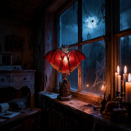 Halloween Bat Lamp with Gothic Design | Spooky Table Accent for Halloween Decor