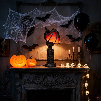 Halloween Bat Lamp with Gothic Design | Spooky Table Accent for Halloween Decor
