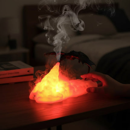 Dragon Night Light with LED Flame Effect | Rechargeable Table Lamp for Halloween and Cozy Mood Lighting