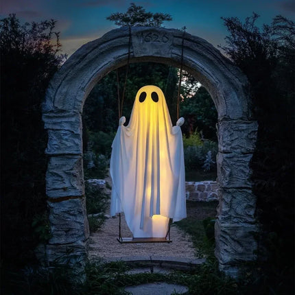 Remote-Controlled Halloween Ghost Decoration with Adjustable Brightness | Spooky Swing for Yard and Party Displays