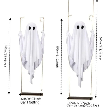 Remote-Controlled Halloween Ghost Decoration with Adjustable Brightness | Spooky Swing for Yard and Party Displays