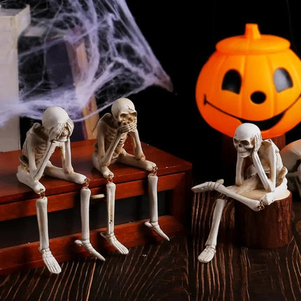 Halloween Skeleton Figurine for Home Decor with Versatile Style | Eerie Accent for Indoor and Outdoor Displays