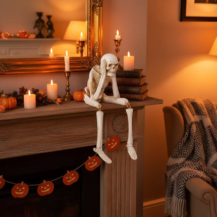 Halloween Skeleton Figurine for Home Decor with Versatile Style | Eerie Accent for Indoor and Outdoor Displays