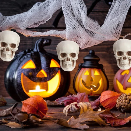 Mini Skull Decorations for Halloween with Striking White Finish | Versatile Accent for Spooky Displays and Themed Events
