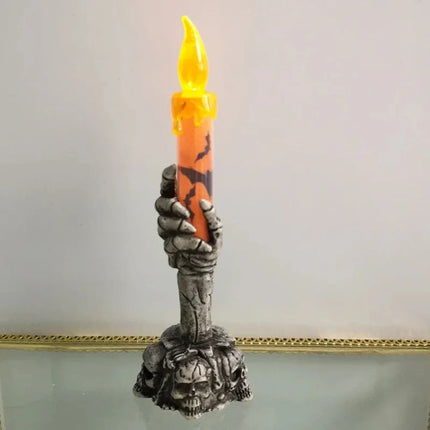 Skull Candle Holder with Spooky Design | LED Halloween Decoration for Eerie Atmosphere