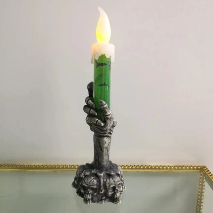 Skull Candle Holder with Spooky Design | LED Halloween Decoration for Eerie Atmosphere