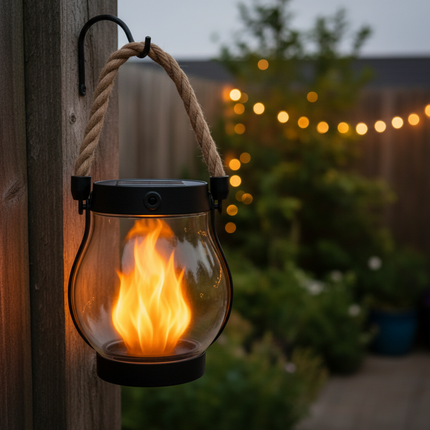 Solar-Powered Halloween Lantern with Realistic Flame Effect | Automatic Lighting for Outdoor Decor