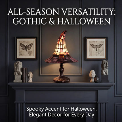 Gothic Wizard Hat Table Lamp with USB Power | Enchanting Decorative Lighting for Halloween and Home Decor