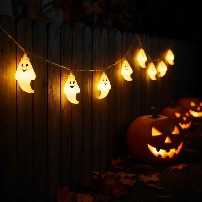 Halloween Lights Battery Operated, LED String Lights with Ghost Design, Ghost Lights for Halloween Decorations Indoor_00