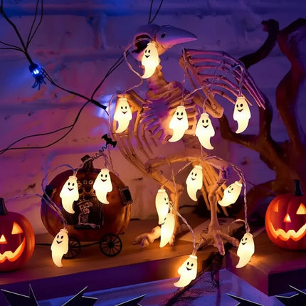 LED Halloween String Lights with Ghost Design | Battery Operated for Easy Indoor and Outdoor Decoration