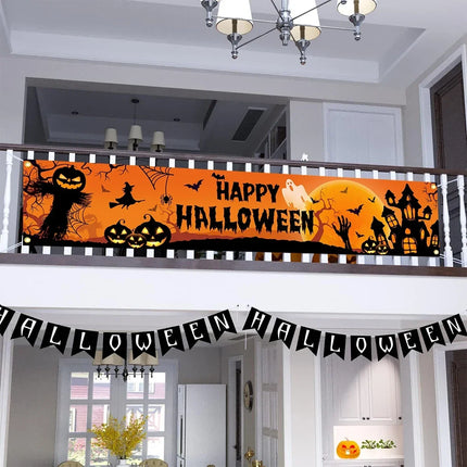 Halloween Banner Yard Sign with Pumpkin & Bat Design | Vibrant Outdoor Decoration for Spooky Celebrations
