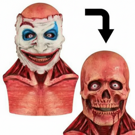 Full Face Halloween Mask with Removable Outer Layer | Scary Clown Costume Prop for Parties and Haunted Events