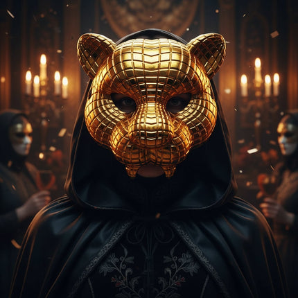 Halloween Animal Mask for Costumes with Striking Gold-Look Surface | Versatile Accessory for Parties and Festivals