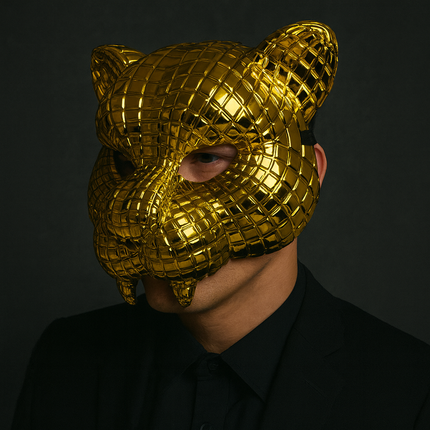 Halloween Animal Mask for Costumes with Striking Gold-Look Surface | Versatile Accessory for Parties and Festivals
