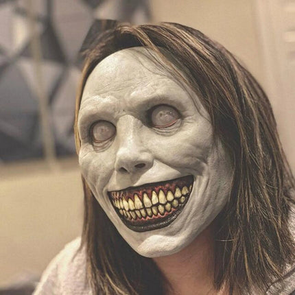 Scary Demon Hooded Halloween Mask with Evil Grin | Lightweight Cosplay Accessory for Parties and Pranks