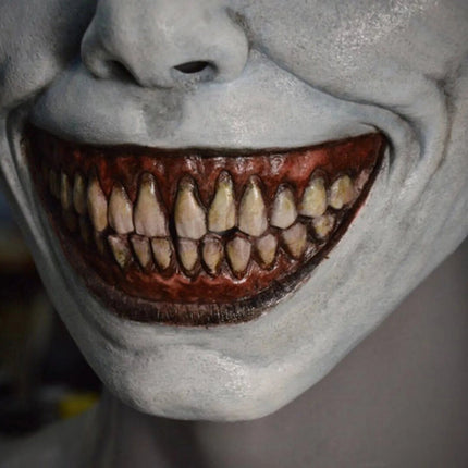 Scary Demon Hooded Halloween Mask with Evil Grin | Lightweight Cosplay Accessory for Parties and Pranks