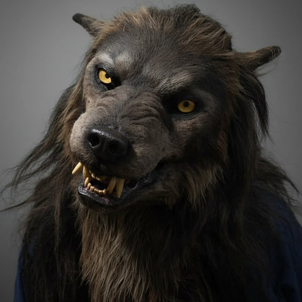 Realistic Halloween Wolf Mask with Full-Face Coverage | Intricate Fur Design for Terrifying Costumes