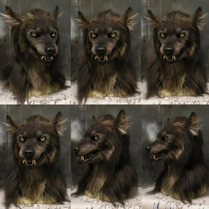 Realistic Halloween Wolf Mask with Full-Face Coverage | Intricate Fur Design for Terrifying Costumes
