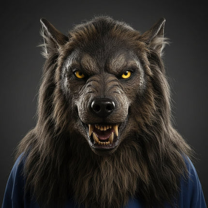 Realistic Halloween Wolf Mask with Full-Face Coverage | Intricate Fur Design for Terrifying Costumes
