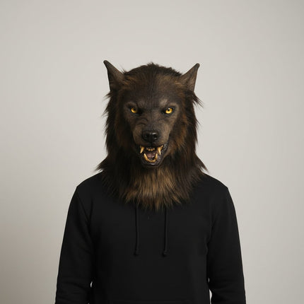 Realistic Halloween Wolf Mask with Full-Face Coverage | Intricate Fur Design for Terrifying Costumes