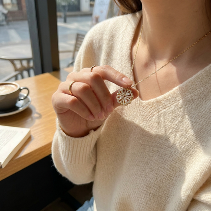 Clover heart necklace gold worn