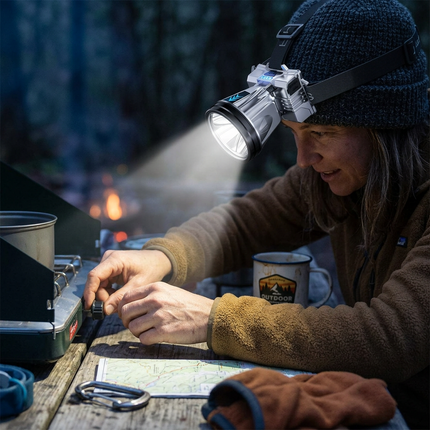 High power headlamp worn outdoors