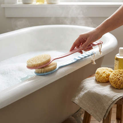 Soft Bristle Body Bath Brush with Ergonomic Handle | Gentle Exfoliation for Healthier Skin