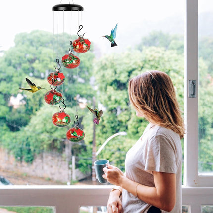Hummingbird Feeder Wind Chime with Multiple Feeding Spots | Lightweight Garden Decor for Easy Maintenance