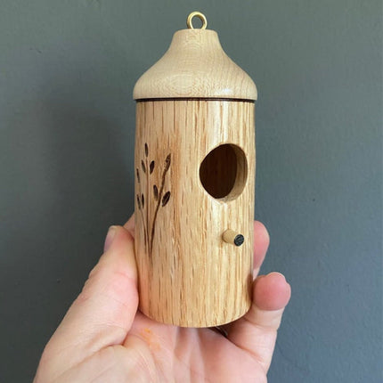 Wooden Hummingbird House with Decorative Design | Cozy Nesting Shelter for Gardens and Patios