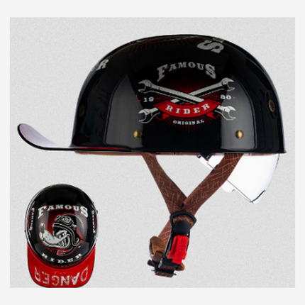 Baseball Cap Motorcycle Helmet, Half Helmet with Quick Release Strap – image 24
