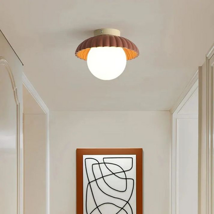 Iron Flush Mount Ceiling Light with Frosted Glass Globe | Modern Design for Warm Ambient Illumination